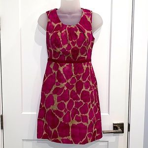 PETITE ANN TALOR LOFT ANIMAL PRINT DRESS W/POCKETS